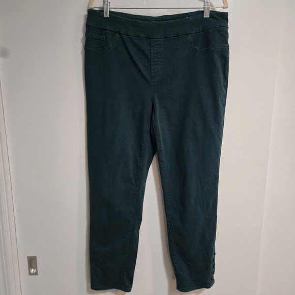 Chico's Denim - Chico's Size 2 (L/12) Deep Green‎ Stretch Jegging Pants Ankle Details 34x26 in
